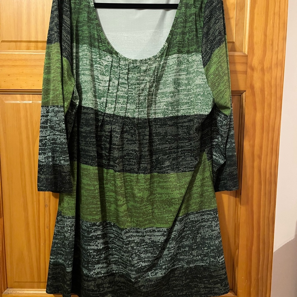 Green and Black Striped Dress